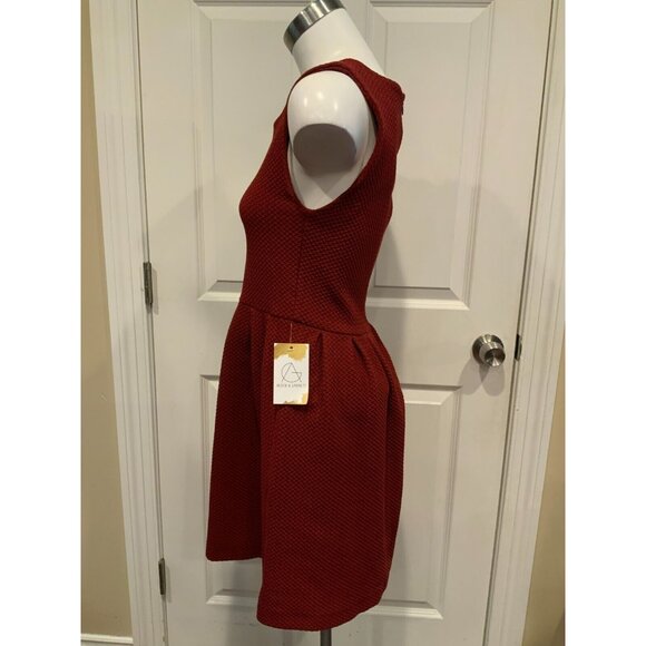 Ganni Red Textured Fit & Flare Sleeveless Dress, Size Medium - Picture 3 of 7